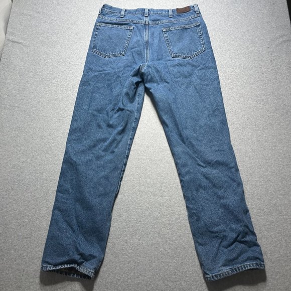 LL Bean Jeans Mens 32x31 Blue Classic Flannel Lined 100% Cotton (Tag 34x32) - Picture 6 of 10